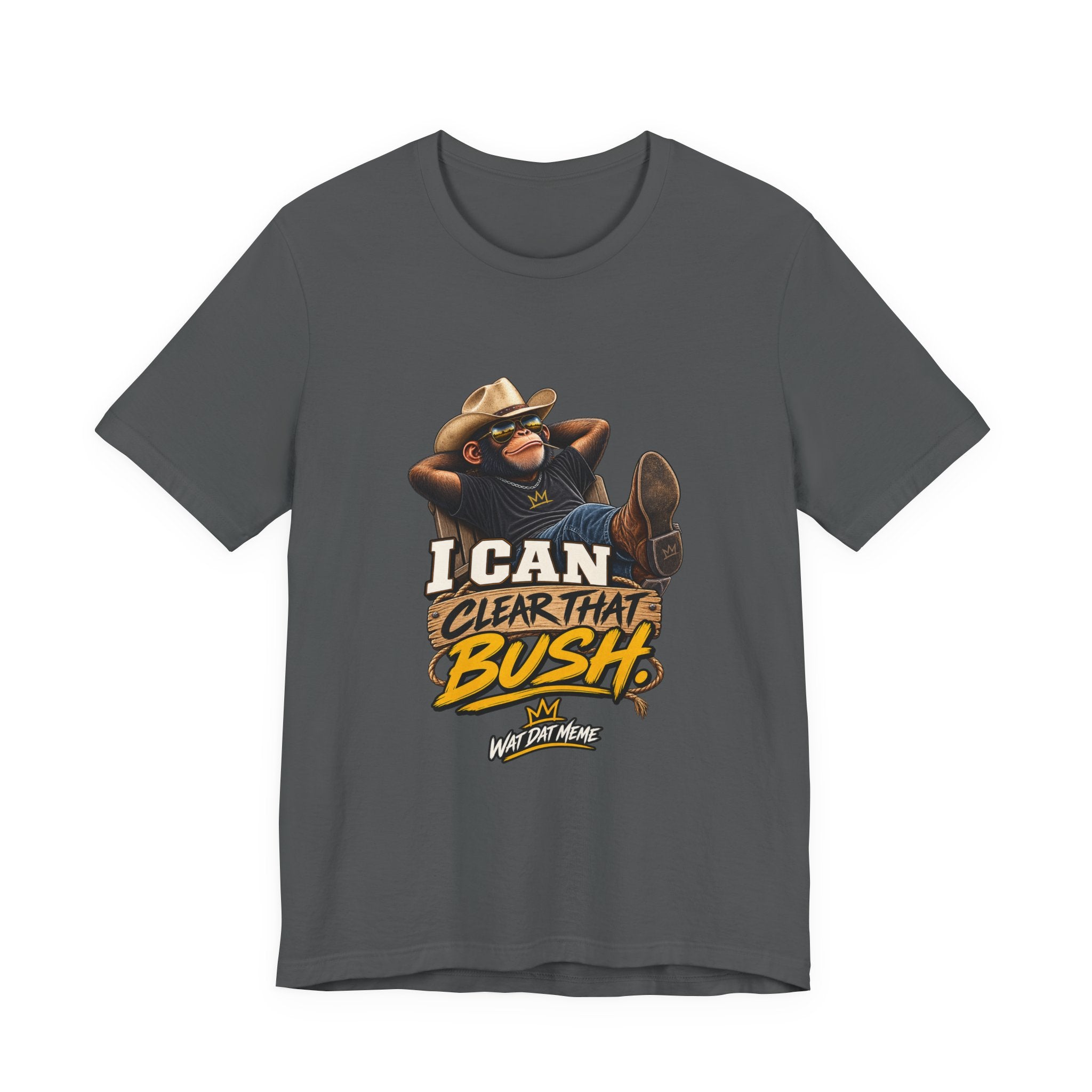 I Can Clear That Bush funny cowboy monkey T-shirt in asphalt